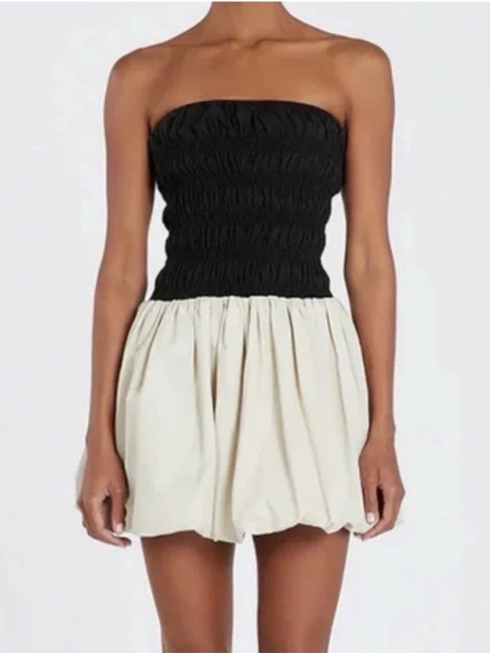 DISSH Stevie Black And Stone Strapless Bubble Skirt Mini Dress Women's Size 12